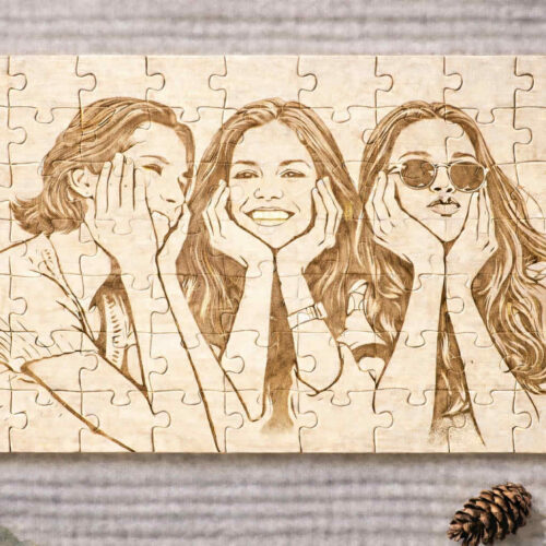 Pusle foto graveerimisega puidust pusle, fotokingitus, lasergraveering, pulmad, sõbrapäev, aastapäev, isikupärane kingitus, woodyart